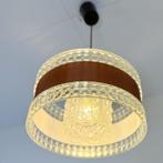 Vintage pendellampje met bruine ring, Gebruikt, 50 tot 75 cm, Vintage, Ophalen of Verzenden