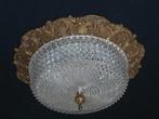 Oude plafonniere met kristallen glaskap Doorsnede 38 cm en h, Ophalen of Verzenden, Gebruikt