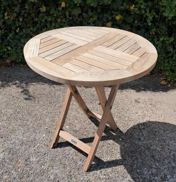 Teakhouten bistrotafel/tuintafel 70 cm doorsnede 76 cm hoog beschikbaar voor biedingen