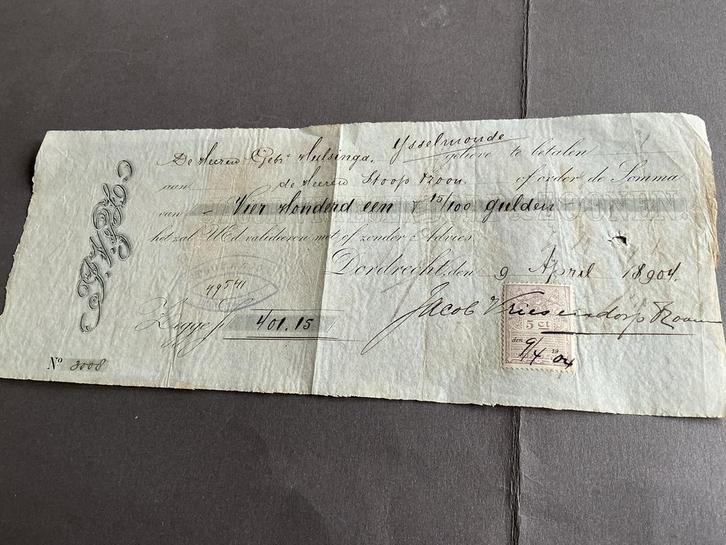 Oude Geldbrief Dordrecht 1904 - Rederijnamen, Verzamelen, Scheepvaart, Gebruikt, Overige typen, Verzenden