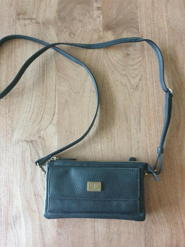 Mooi rund leren tasje / portemonnee dR Amsterdam, Sieraden, Tassen en Uiterlijk, Tassen | Damestassen, Zo goed als nieuw, Schoudertasje