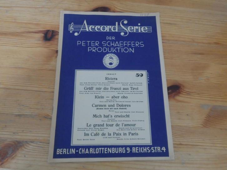 Accord serie der peter schaeffers produktion nr. 59, Muziek en Instrumenten, Bladmuziek, Gebruikt, Artiest of Componist, Populair