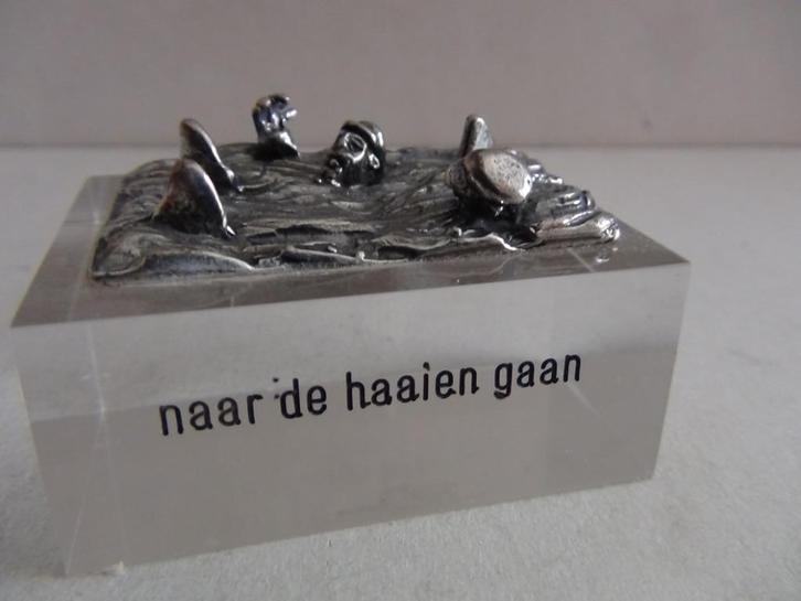 Miniatuur zilver S13c haaien in zee-+man zilveren miniaturen, Antiek en Kunst, Antiek | Goud en Zilver, Zilver, Ophalen of Verzenden