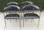 Eetkamerstoelen Fasem P 40 leer, Huis en Inrichting, Stoelen, Zwart, Ophalen of Verzenden, Zo goed als nieuw, Metaal