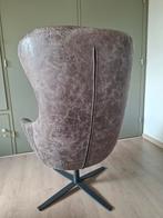 Leren Draai Fauteuil Grijs/Zwart, Ophalen, 75 tot 100 cm, Zo goed als nieuw, Metaal