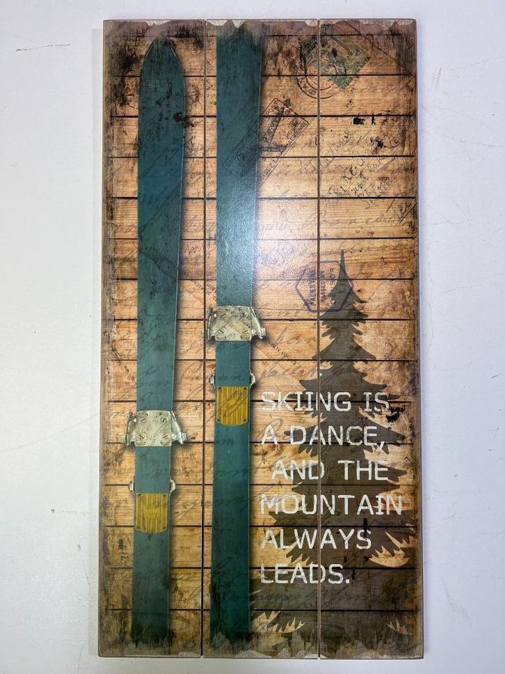 Houten wandbord  Sking is a dance  48 x 24 cm, Huis en Inrichting, Woonaccessoires | Wanddecoraties, Nieuw, Ophalen of Verzenden