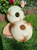 Vintage opaline lampenkappen, gemarmerd, Ophalen of Verzenden, Gebruikt, Rond, Minder dan 25 cm