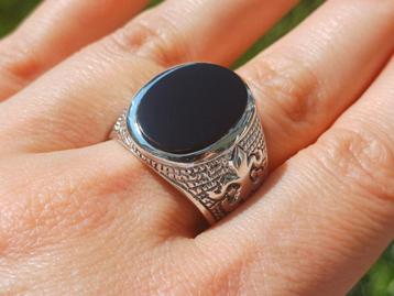 Vanoli 925 zilver ring voor heren met onyx maat 20,5 beschikbaar voor biedingen