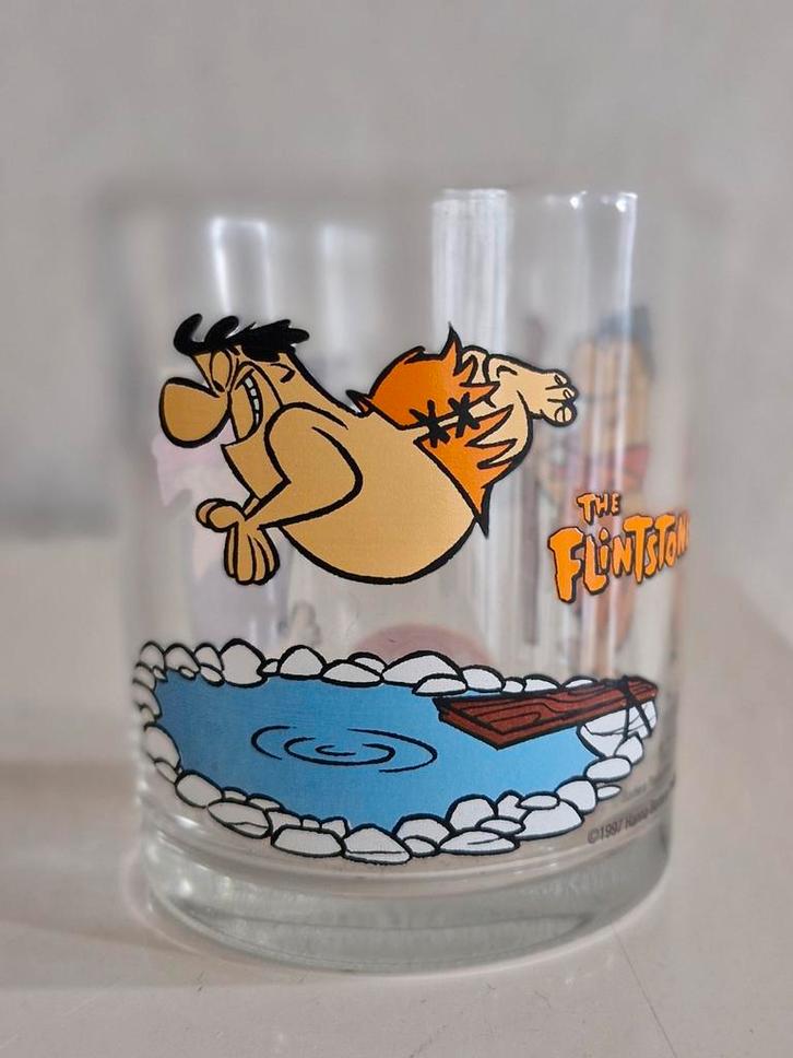 Glas Penotti The Flinstones, Verzamelen, Glas en Borrelglaasjes, Zo goed als nieuw, Frisdrankglas, Ophalen of Verzenden