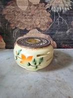 Antiek plateel keramiek theelichtje, Ophalen of Verzenden