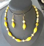 handwerk ketting+oorbellen, Verzenden, Geel, Nieuw, Steen of Mineraal