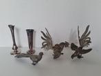 Antieke Verzilverde Vogels hanen fazant Vaasjes Set, Ophalen of Verzenden, Zilver
