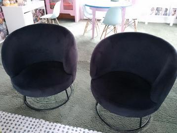 Zwarte velours fauteuils (prijs per stuk)
