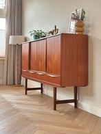 Vintage highboard E.W. Bach Deens teak jout jaren 50/70, Ophalen, Gebruikt, 100 tot 150 cm, 150 tot 200 cm