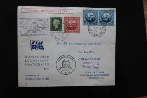 Tweede Dingaansvlucht 1949 met oa 542-543 Pracht envelop KLM, Postzegels en Munten, Brieven en Enveloppen | Nederland, Envelop
