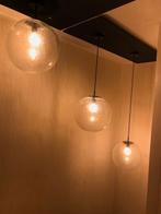Mooie Bollampen Set (3) stuks, Huis en Inrichting, Lampen | Hanglampen, Ophalen of Verzenden, Zo goed als nieuw, Glas, Minder dan 50 cm