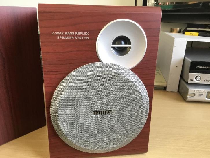 Luidsprekers Philips 2-way Reflex, Audio, Tv en Foto, Luidsprekers, Zo goed als nieuw, Front, Rear of Stereo speakers, Minder dan 60 watt