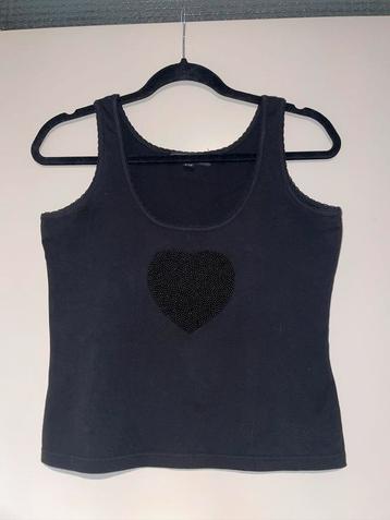 Sao Paulo dames zwarte tank top shirt met hart kralen mt M beschikbaar voor biedingen