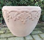 Hard gebakken terracotta potten swirl Coco Brown/withe wash., Tuin en Terras, Bloempotten, Ophalen, Rond, Nieuw, Tuin