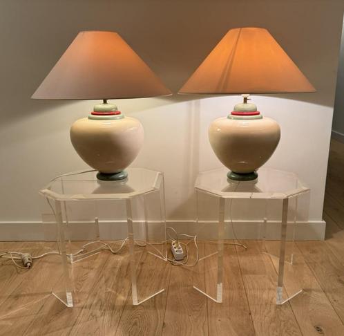 Set keramische tafellampen met kap, Huis en Inrichting, Lampen | Tafellampen, 50 tot 75 cm, Overige materialen, Ophalen of Verzenden