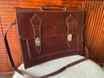 Vintage (VRAI CUIR) Italiaanse leren aktetas met riem., Overige merken, Gebruikt, Bruin, Ophalen of Verzenden