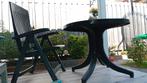 Groene (Hartman) tuintafel (met Aquarius tuinstoel) te koop, Ophalen of Verzenden, Gebruikt, Rond, Kunststof