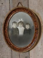 Prachtige antieke ovale lijst met portret van 3 kindjes, Ophalen of Verzenden
