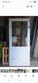 Hardhouten buitendeur met dubbel glas, Ophalen of Verzenden, 200 tot 215 cm, Glas, Buitendeur