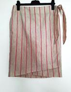 Licht beige wikkel rok met roze streep - PURDY - Maat 40, Kleding | Dames, Beige, Ophalen of Verzenden, Zo goed als nieuw, Onder de knie