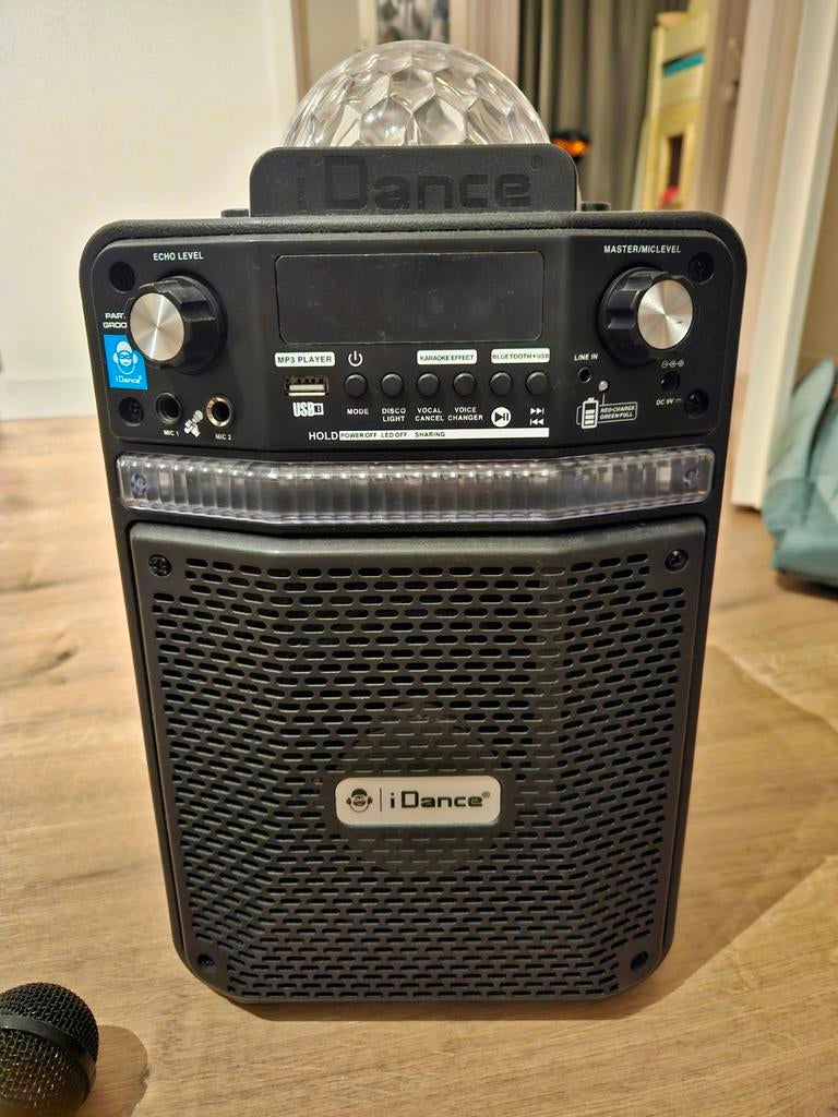 I-dance Bluetooth speaker met 2 microfoons, Ophalen of Verzenden, Gebruikt, Zangmicrofoon, Draadloos