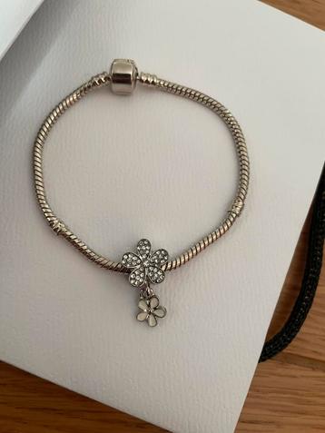 Nieuw Pandora look Snake Chain Armband en bedel strass bloem beschikbaar voor biedingen