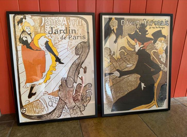 2 ingelijste posters van Toulouse-Lautrec., Antiek en Kunst, Kunst | Schilderijen | Abstract, Ophalen