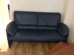 Te koop leolux bank en fauteuil  d. Blauw leer  met salonta, Huis en Inrichting, Ophalen, Gebruikt, Leer