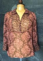 Zijden Amerikaanse blouse top doorzichtig merk ECI New York, Bruin, Ophalen of Verzenden, Zo goed als nieuw, Maat 36 (S)
