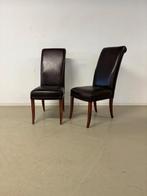 Eetkamerstoelen, 2 stuks, in volnerf rundleder, Ophalen, Gebruikt, Twee, Bruin