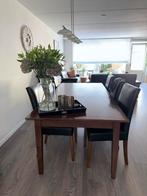 Eettafel met zes stoelen, Huis en Inrichting, Tafels | Eettafels, Ophalen, Strak, Gebruikt, 200 cm of meer