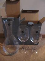 Moderne kristallen karaf + 2 wijnglazen van het merk By Dot, Ophalen of Verzenden, Nieuw, Kristal, Glas of Glazen
