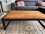 Houten salontafel met zwart frame, Ophalen, Gebruikt, 100 tot 150 cm, 50 tot 100 cm