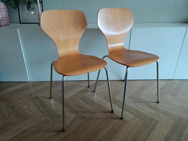 Set Phoenix vlinderstoelen, Denemarken | deens design, Huis en Inrichting, Stoelen, Zo goed als nieuw, Twee, Hout, Metaal, Bruin