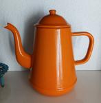vintage oranje emaillen koffiepot, Ophalen of Verzenden