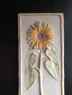 3D Zonnebloem keramiek schilderij., Minder dan 50 cm, Ophalen of Verzenden, Zo goed als nieuw, Schilderij