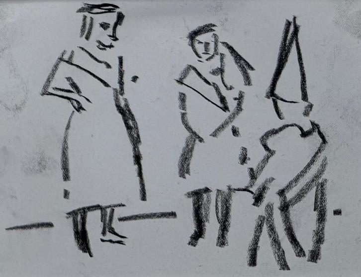 Kees Maks - Houtskooltekening | 'Amsterdamse hartjes', Antiek en Kunst, Kunst | Schilderijen | Klassiek, Ophalen