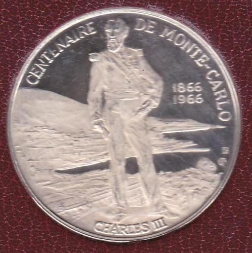 Monte Carlo, Rainier & Grace Kelly, medaille, 1966, zilver, Postzegels en Munten, Edelmetalen en Baren, Zilver, Ophalen of Verzenden