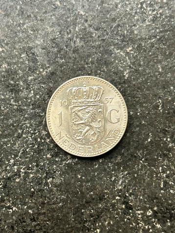 Zilveren Gulden 1957 - Mooie Kwaliteit! beschikbaar voor biedingen