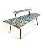 Vintage mozaïeken plantentafel, jaren ‘60, Metaal, 100 tot 150 cm, Verzenden, 50 tot 100 cm