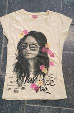 Shirt korte mouw maat S - 176, crème meisje + bril + bloemen, Kleding | Dames, Basic Equipment, Beige, Ophalen of Verzenden, Zo goed als nieuw