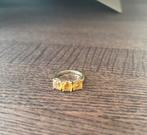 Gouden ring citrien, Gebruikt, Geel, Ophalen of Verzenden, 17 tot 18