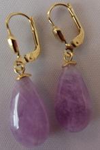 Nieuwe gouden oorbellen (hangers) met grote Amethisten, Sieraden, Tassen en Uiterlijk, Oorbellen, Hangers, Verzenden, Paars, Nieuw