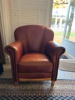Lederen fauteuil, cognac kleurig, Huis en Inrichting, Fauteuils, Ophalen, Zo goed als nieuw, 75 tot 100 cm, 50 tot 75 cm