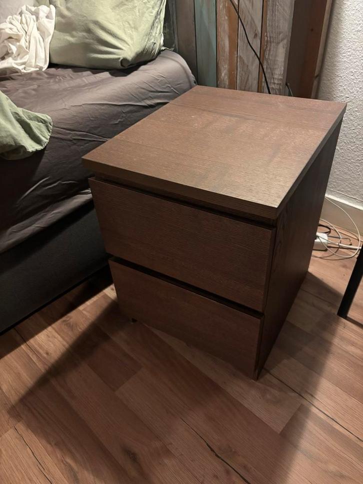 IKEA Malm Nachtkastje - Bruin met 2 Lades, Huis en Inrichting, Slaapkamer | Nachtkastjes, Gebruikt, Minder dan 55 cm, Minder dan 45 cm